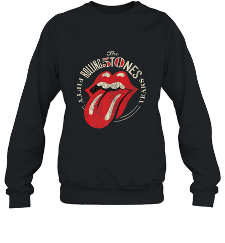 Mens The Rolling Stones 50th Anniversary Logo Crewneck Sweatshirt Crewneck Sweatshirt / Black / S Crewneck Sweatshirt - belovedtshirt