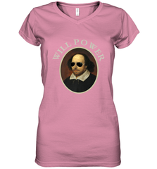 William Shakespeare Will Power Shirt Art Positive Quote Women's V-Neck T-Shirt Women's V-Neck T-Shirt - belovedtshirt