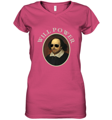 William Shakespeare Will Power Shirt Art Positive Quote Women's V-Neck T-Shirt Women's V-Neck T-Shirt - belovedtshirt