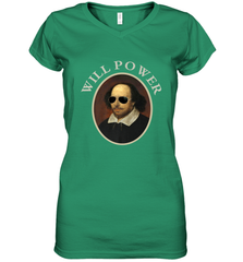 William Shakespeare Will Power Shirt Art Positive Quote Women's V-Neck T-Shirt Women's V-Neck T-Shirt - belovedtshirt