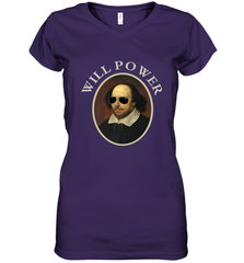 William Shakespeare Will Power Shirt Art Positive Quote Women's V-Neck T-Shirt Women's V-Neck T-Shirt - belovedtshirt