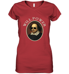 William Shakespeare Will Power Shirt Art Positive Quote Women's V-Neck T-Shirt Women's V-Neck T-Shirt - belovedtshirt