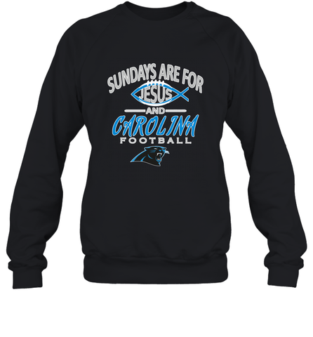 Sundays Are For Jesus and Carolina Funny Christian Football Crewneck Sweatshirt Crewneck Sweatshirt / Black / S Crewneck Sweatshirt - belovedtshirt