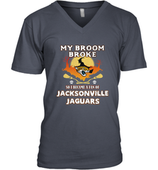 Broom Broke So I Became A Fan of Jacksonville Jaguars NFL Halloween Costume Men's V-Neck Men's V-Neck - belovedtshirt