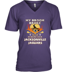 Broom Broke So I Became A Fan of Jacksonville Jaguars NFL Halloween Costume Men's V-Neck Men's V-Neck - belovedtshirt