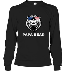 4th of July Papa Bear American Flag Glasses Patriotic Long Sleeve T-Shirt Apparel - belovedtshirt