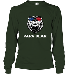 4th of July Papa Bear American Flag Glasses Patriotic Long Sleeve T-Shirt Apparel - belovedtshirt