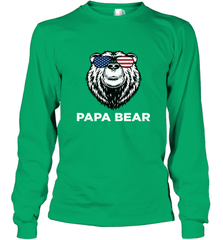 4th of July Papa Bear American Flag Glasses Patriotic Long Sleeve T-Shirt Apparel - belovedtshirt