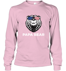 4th of July Papa Bear American Flag Glasses Patriotic Long Sleeve T-Shirt Apparel - belovedtshirt