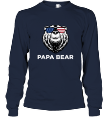 4th of July Papa Bear American Flag Glasses Patriotic Long Sleeve T-Shirt Apparel - belovedtshirt