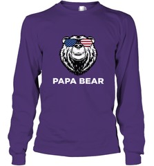 4th of July Papa Bear American Flag Glasses Patriotic Long Sleeve T-Shirt Apparel - belovedtshirt