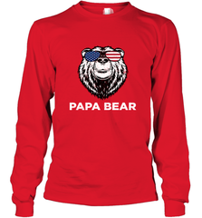 4th of July Papa Bear American Flag Glasses Patriotic Long Sleeve T-Shirt Apparel - belovedtshirt