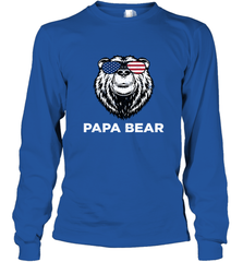 4th of July Papa Bear American Flag Glasses Patriotic Long Sleeve T-Shirt Apparel - belovedtshirt