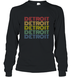 Vintage 1980s Style Detroit Michigan Long Sleeve T-Shirt