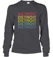 Vintage 1980s Style Detroit Michigan Long Sleeve T-Shirt Long Sleeve T-Shirt - belovedtshirt