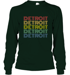 Vintage 1980s Style Detroit Michigan Long Sleeve T-Shirt Long Sleeve T-Shirt - belovedtshirt