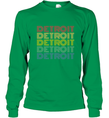Vintage 1980s Style Detroit Michigan Long Sleeve T-Shirt Long Sleeve T-Shirt - belovedtshirt