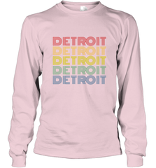 Vintage 1980s Style Detroit Michigan Long Sleeve T-Shirt Long Sleeve T-Shirt - belovedtshirt