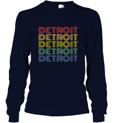 Vintage 1980s Style Detroit Michigan Long Sleeve T-Shirt