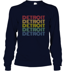 Vintage 1980s Style Detroit Michigan Long Sleeve T-Shirt Long Sleeve T-Shirt - belovedtshirt