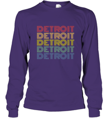 Vintage 1980s Style Detroit Michigan Long Sleeve T-Shirt Long Sleeve T-Shirt - belovedtshirt