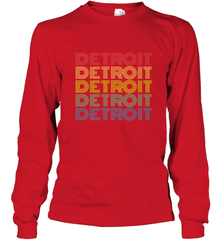 Vintage 1980s Style Detroit Michigan Long Sleeve T-Shirt Long Sleeve T-Shirt - belovedtshirt