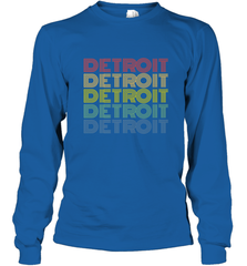 Vintage 1980s Style Detroit Michigan Long Sleeve T-Shirt Long Sleeve T-Shirt - belovedtshirt