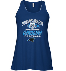 Sundays Are For Jesus and Carolina Funny Christian Football Women's Racerback Tank Women's Racerback Tank - belovedtshirt