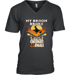 Broom Broke So I Became A fan of Cincinnati Bengals Halloween Costume Men's V-Neck