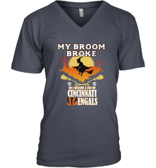 Broom Broke So I Became A fan of Cincinnati Bengals Halloween Costume Men's V-Neck Men's V-Neck - belovedtshirt