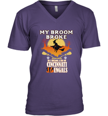 Broom Broke So I Became A fan of Cincinnati Bengals Halloween Costume Men's V-Neck Men's V-Neck - belovedtshirt