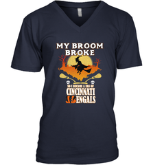 Broom Broke So I Became A fan of Cincinnati Bengals Halloween Costume Men's V-Neck Men's V-Neck - belovedtshirt