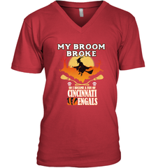 Broom Broke So I Became A fan of Cincinnati Bengals Halloween Costume Men's V-Neck Men's V-Neck - belovedtshirt