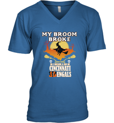 Broom Broke So I Became A fan of Cincinnati Bengals Halloween Costume Men's V-Neck Men's V-Neck - belovedtshirt