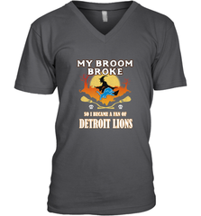 Broom Broke So I Became A Fan of Detroit Lions  NFL Halloween Costume Men's V-Neck Men's V-Neck - belovedtshirt