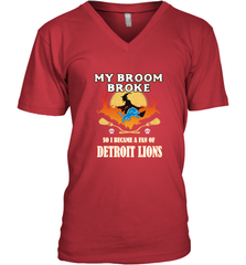 Broom Broke So I Became A Fan of Detroit Lions  NFL Halloween Costume Men's V-Neck Men's V-Neck - belovedtshirt
