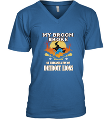Broom Broke So I Became A Fan of Detroit Lions  NFL Halloween Costume Men's V-Neck Men's V-Neck - belovedtshirt