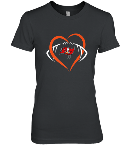 NFL Tampa Bay Buccaneers Heart Love Football Women's Premium T-Shirt Women's Premium T-Shirt / Black / XS Women's Premium T-Shirt - belovedtshirt