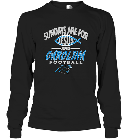 Sundays Are For Jesus and Carolina Funny Christian Football Long Sleeve T-Shirt Long Sleeve T-Shirt / Black / S Long Sleeve T-Shirt - belovedtshirt