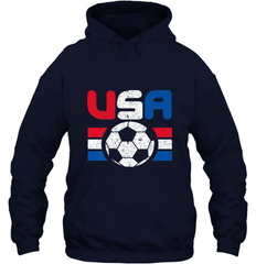 Distressed Red, White and Blue Soccer Flag Shirts of the USA Hooded Sweatshirt