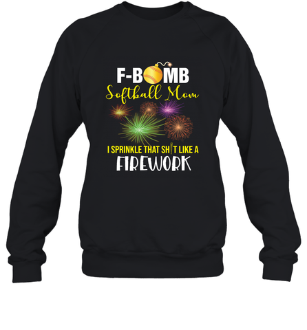 F Bomb Softball Mom Crewneck Sweatshirt Crewneck Sweatshirt / Black / S Crewneck Sweatshirt - belovedtshirt