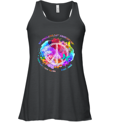 Woodstocks 50th Anniversary Peace Love tee Women's Racerback Tank Women's Racerback Tank - belovedtshirt