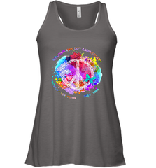 Woodstocks 50th Anniversary Peace Love tee Women's Racerback Tank Women's Racerback Tank - belovedtshirt