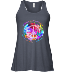 Woodstocks 50th Anniversary Peace Love tee Women's Racerback Tank Women's Racerback Tank - belovedtshirt