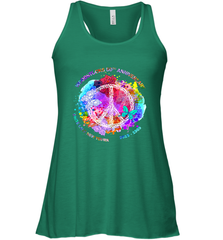 Woodstocks 50th Anniversary Peace Love tee Women's Racerback Tank Women's Racerback Tank - belovedtshirt