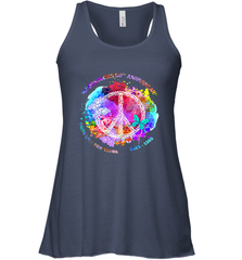 Woodstocks 50th Anniversary Peace Love tee Women's Racerback Tank Women's Racerback Tank - belovedtshirt