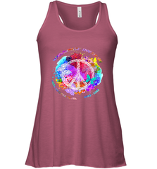 Woodstocks 50th Anniversary Peace Love tee Women's Racerback Tank Women's Racerback Tank - belovedtshirt