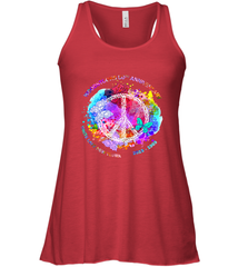 Woodstocks 50th Anniversary Peace Love tee Women's Racerback Tank Women's Racerback Tank - belovedtshirt