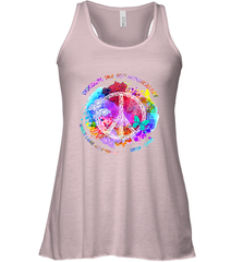 Woodstocks 50th Anniversary Peace Love tee Women's Racerback Tank Women's Racerback Tank - belovedtshirt