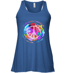 Woodstocks 50th Anniversary Peace Love tee Women's Racerback Tank Women's Racerback Tank - belovedtshirt
